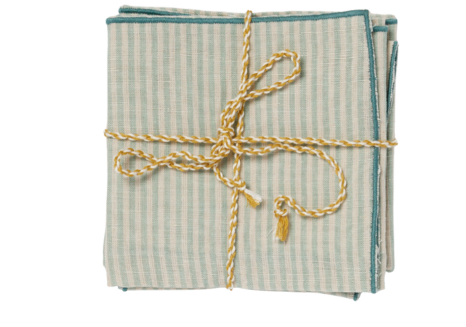 Set Of Napkins - Rayures Blue Green