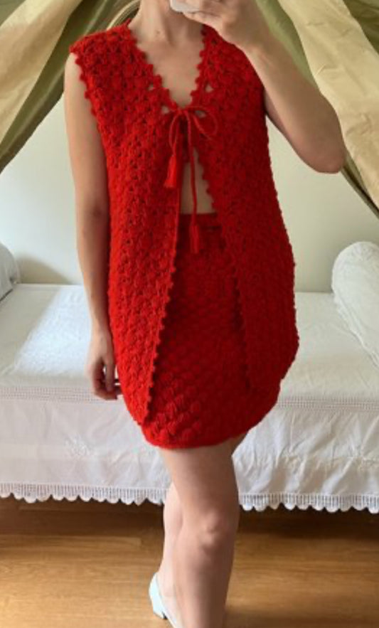 Vintage Red Crochet Set